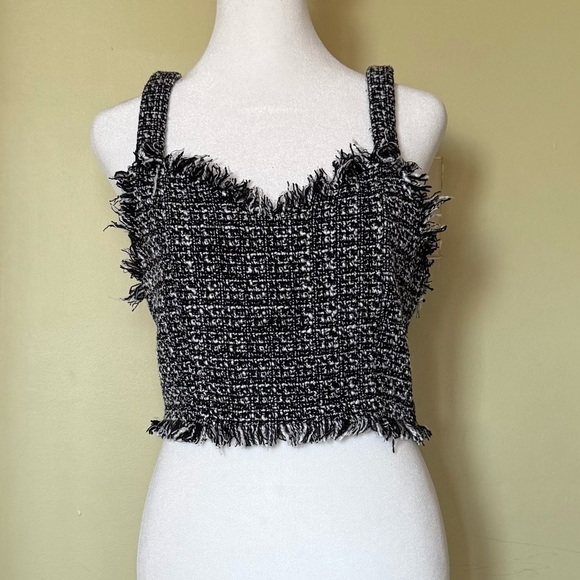 MARE MARE by Anthropologie Black and White Tweed Crop Top size Small - Picture 1 of 7